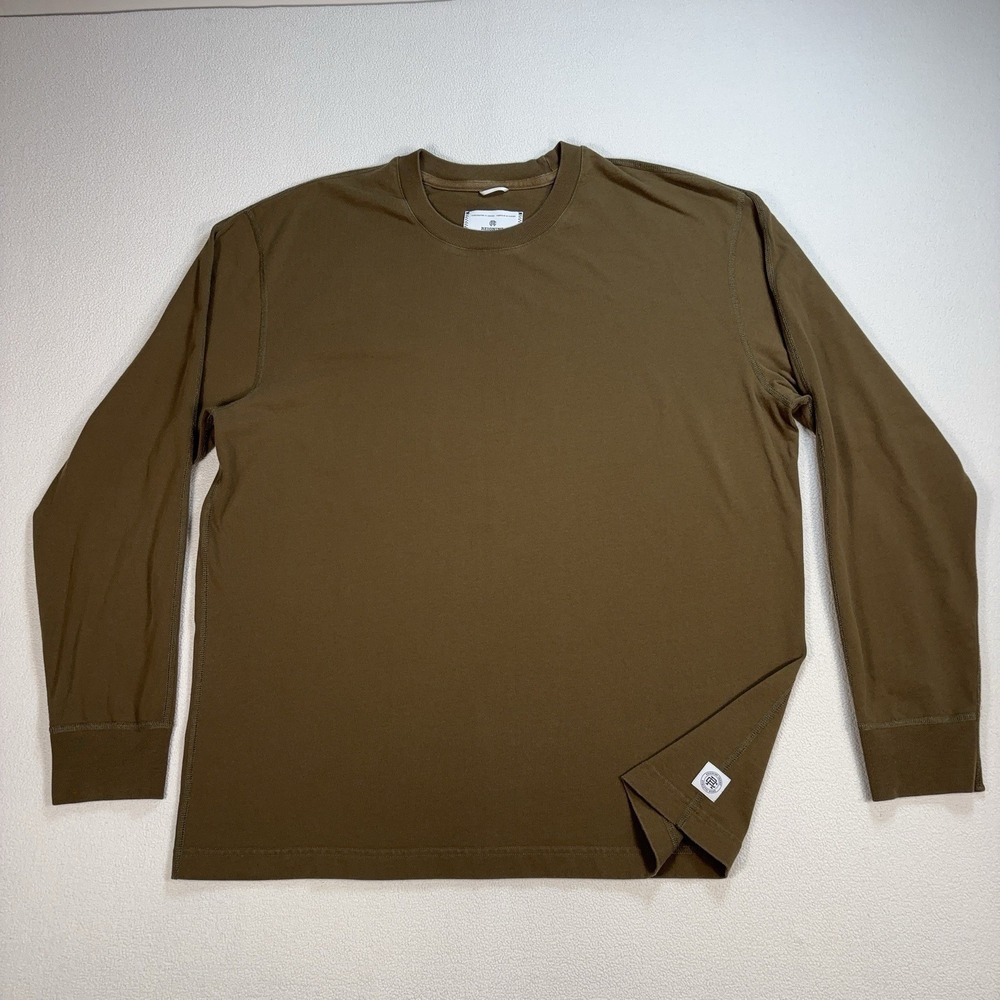 Reigning Champ T-Shirt Men's XL Earthy Green 100% Cotton Crew Neck Logo